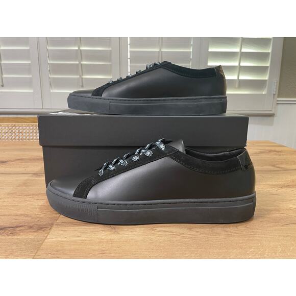 The Kooples Men's Calfskin Leather Sneakers w/ Vinyl Black Size 11 US 42 EU NIB - Picture 3 of 13